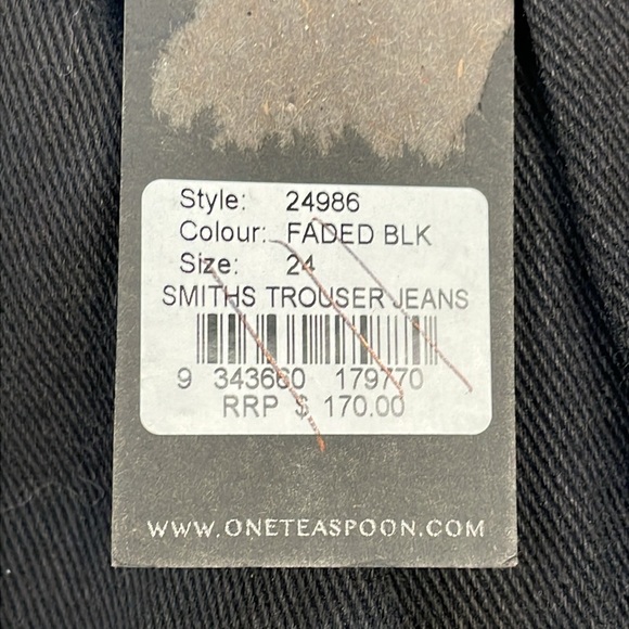 NWT One Teaspoon Smiths Trouser Jeans Faded Black Slits Rips Sz 24 - Picture 13 of 15